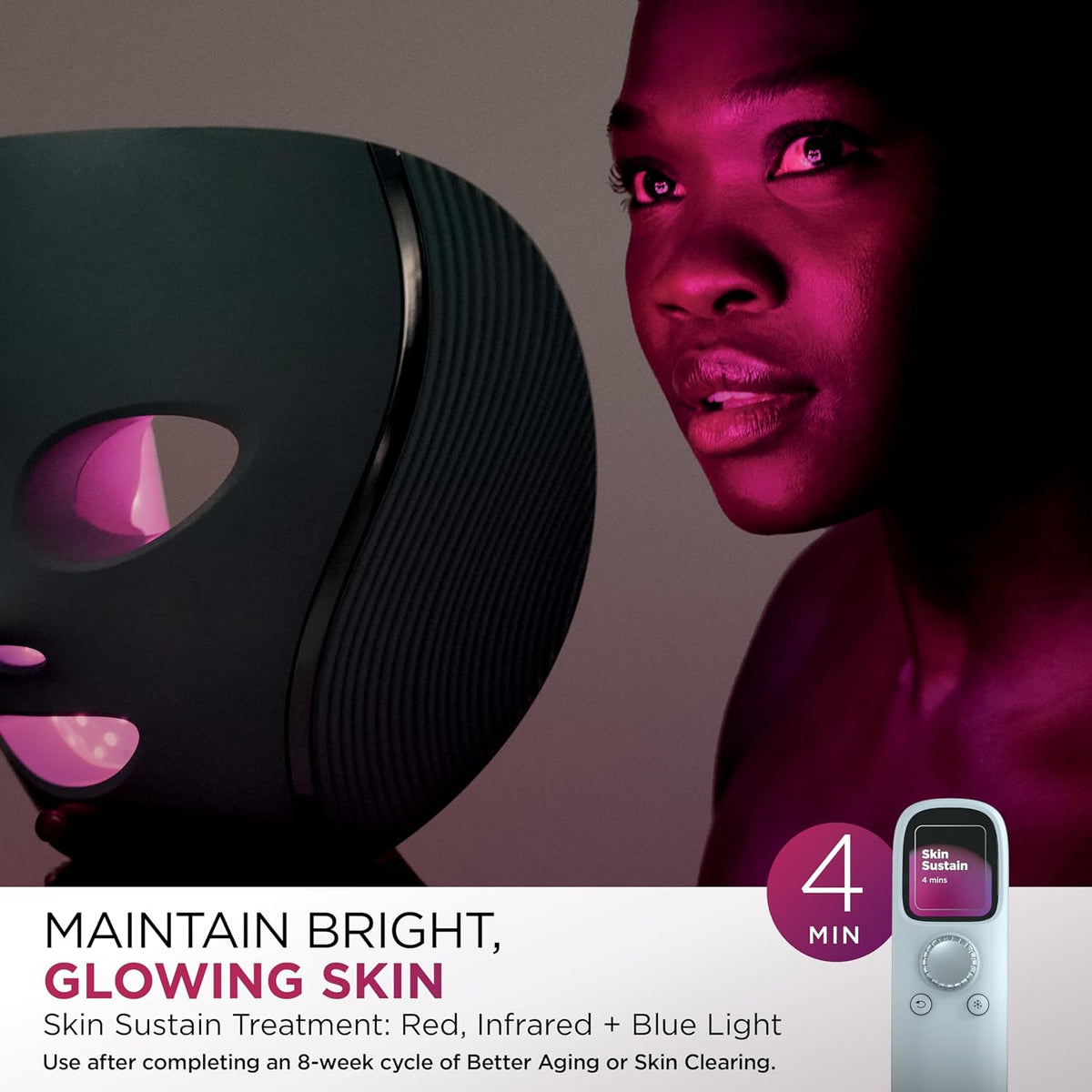 Shark CryoGlow LED Face Mask, Red Light Therapy, Under-Eye Cooling, FW312PL Red, Blue & Deep Infrared Light, Skincare Device for Fine Lines & Acne, Clinically Tested & FDA-Cleared, 4 Modes, Lilac